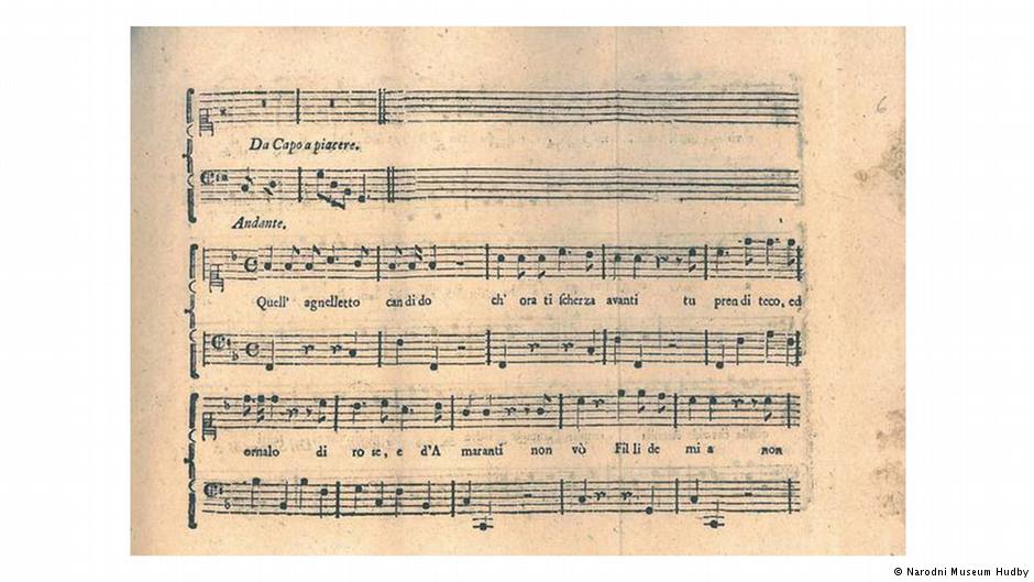 Моцарт и Сальери на одной странице: на этой странице нотной вклейки мы видим конец сочиненного Сальери и начало строфы, положенной на музыку Моцартом